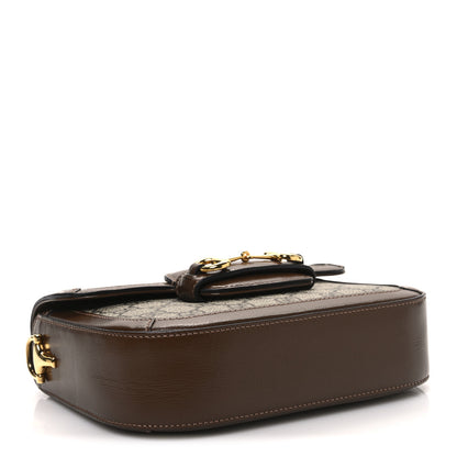 Gucci GG Supreme Monogram Web Mini Horsebit 1955 Shoulder Bag Beige Brown Sugar 4 of 10
