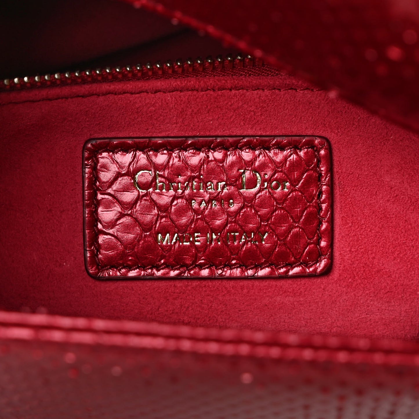 Snakeskin Medium Lady Dior Red