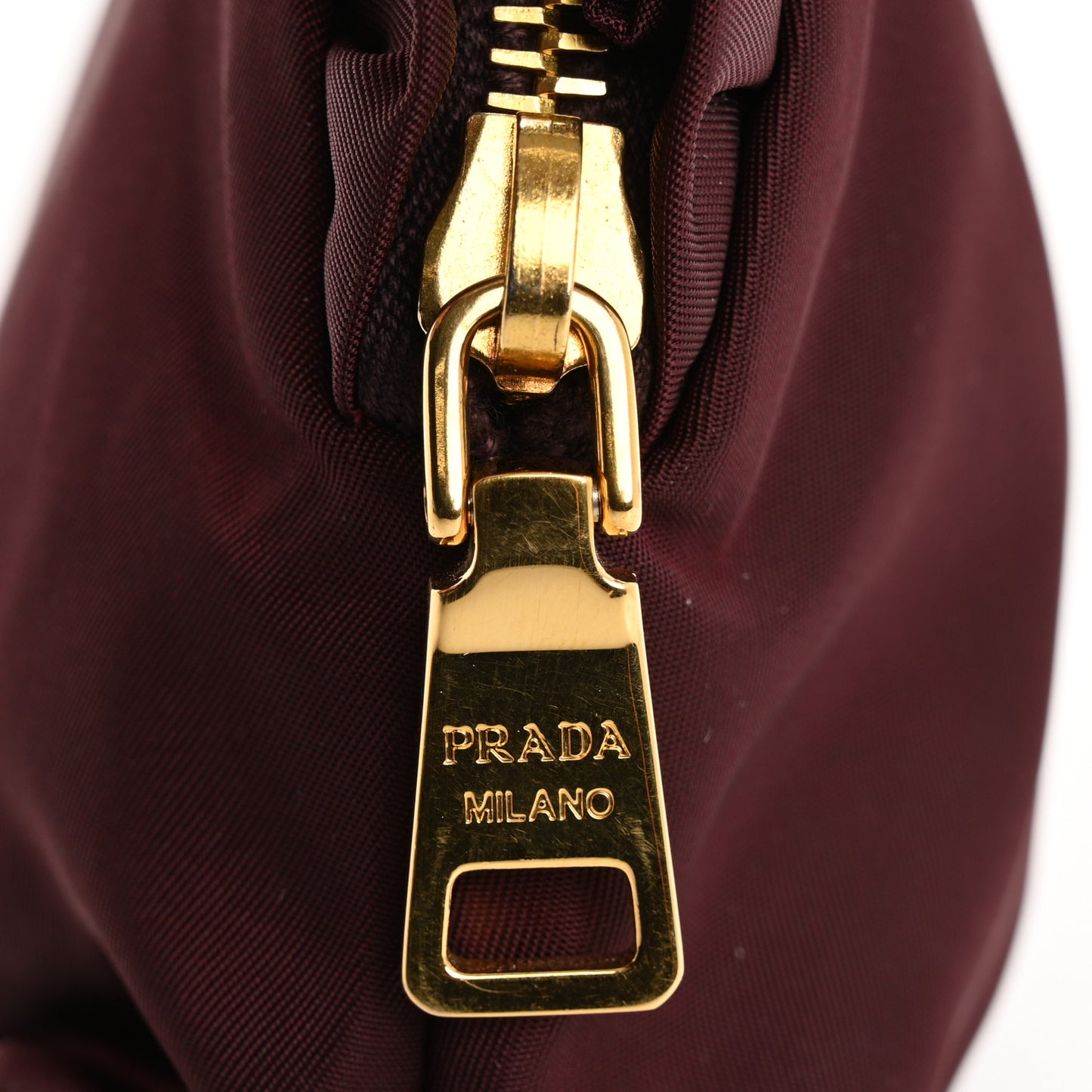 Nylon Ruffle Cosmetic Pouch Burgundy