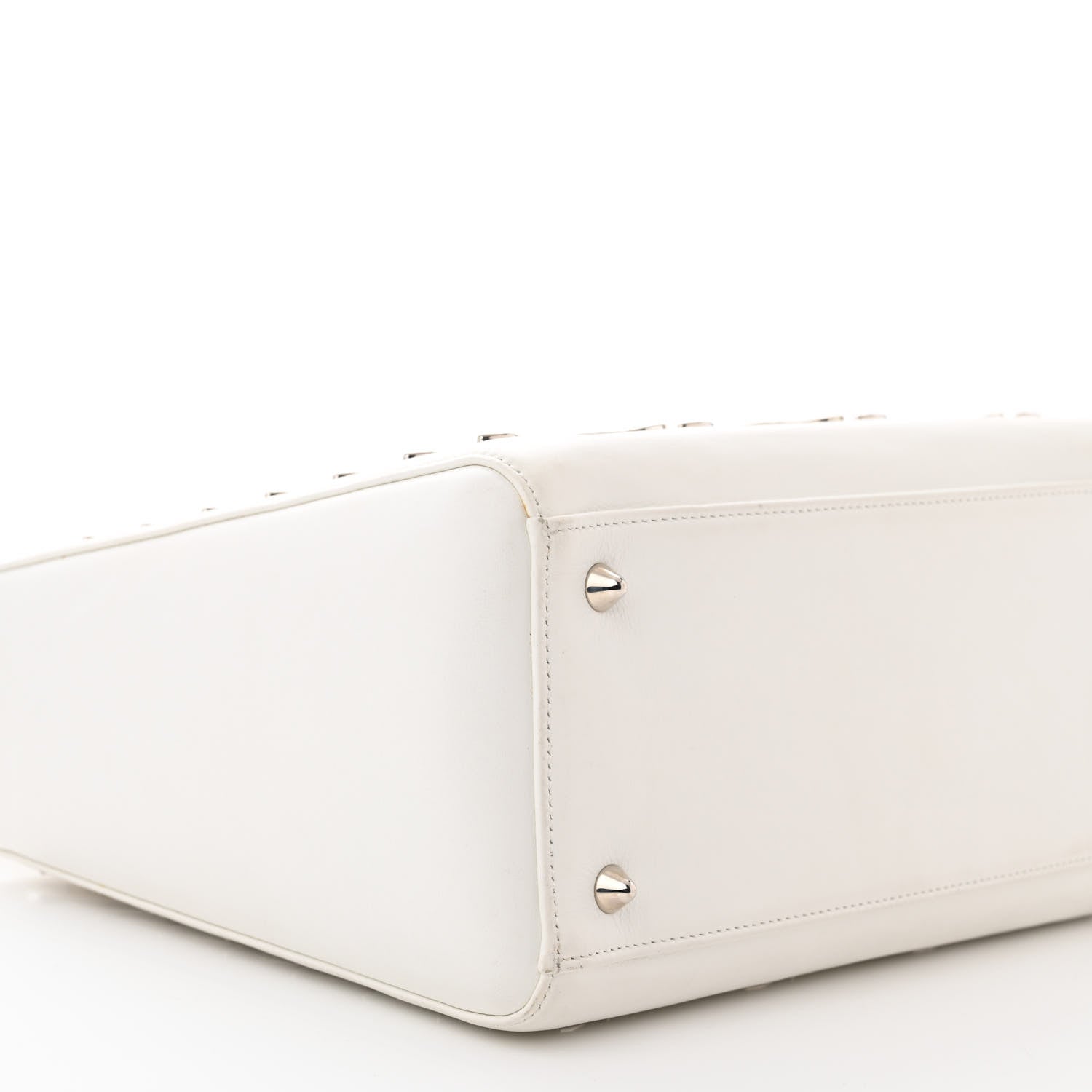 Christian Dior Calfskin Metal Embellished Medium Lady Dior White 9 of 11