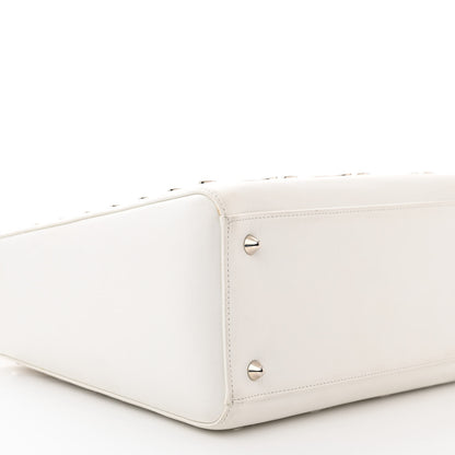 Christian Dior Calfskin Metal Embellished Medium Lady Dior White 9 of 11