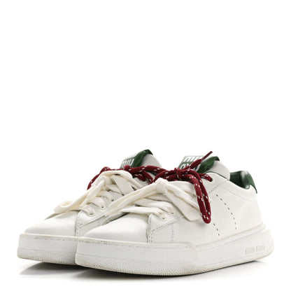 Miu Miu Calfskin Womens Low Top Sneakers 36.5 White Green 4 of 11