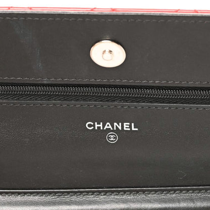 Chanel Patent Quilted Bi-Color Wallet On Chain WOC Red Black 8 of 9