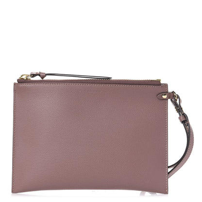 Burberry Grainy Calfskin Haymarket Check Zip Pouch Light Elderberry 1 of 6