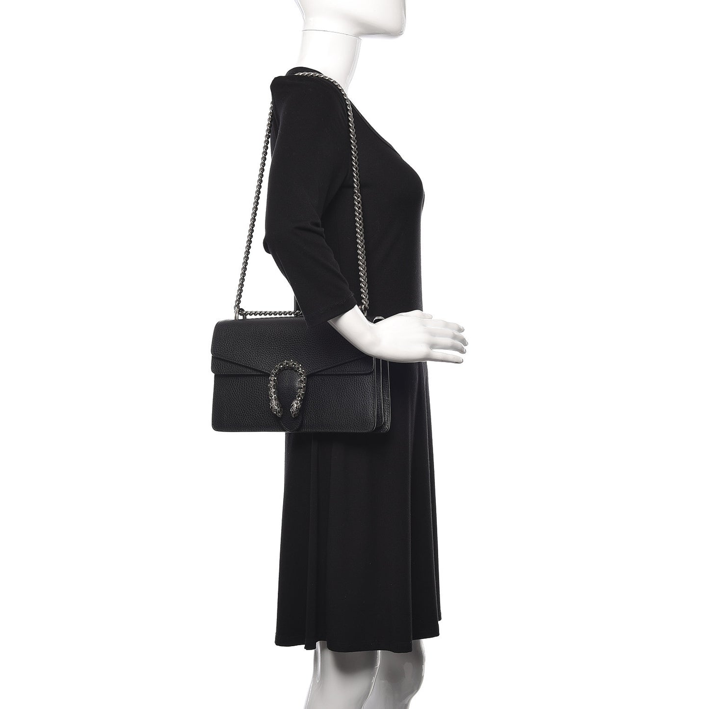 Pebbled Calfskin Small Dionysus Shoulder Bag Black