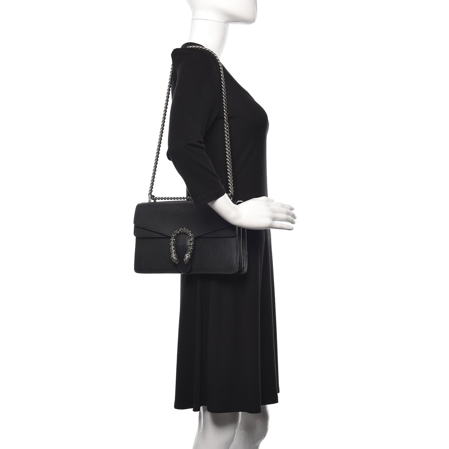 Gucci Pebbled Calfskin Small Dionysus Shoulder Bag Black 2 of 11