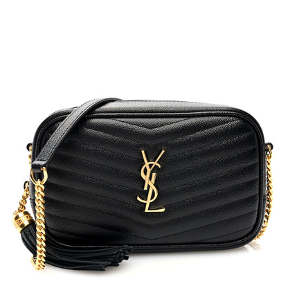 Saint Laurent Grain De Poudre Matelasse Monogram Mini Lou Camera Bag Black 1 of 9