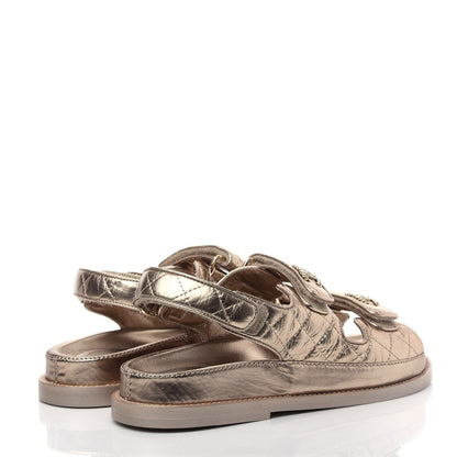 Chanel Iridescent Lambskin Velcro Dad Sandals 35.5 Light Bronze 4 of 13