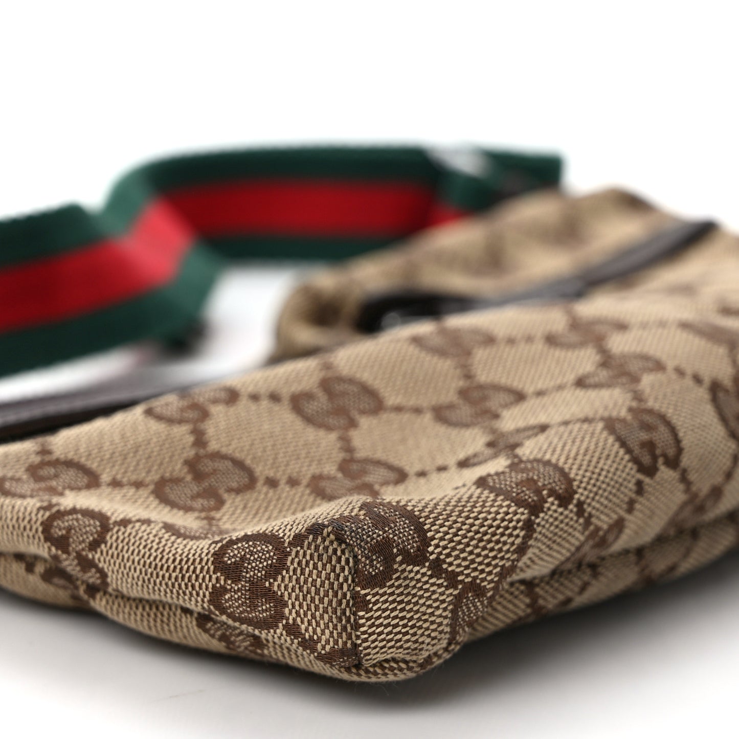 GG Monogram Web Double Pocket Belt Bag Dark Brown