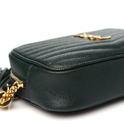 Saint Laurent Grain De Poudre Matelasse Monogram Mini Lou Camera Bag New Vert Fonce 9 of 10
