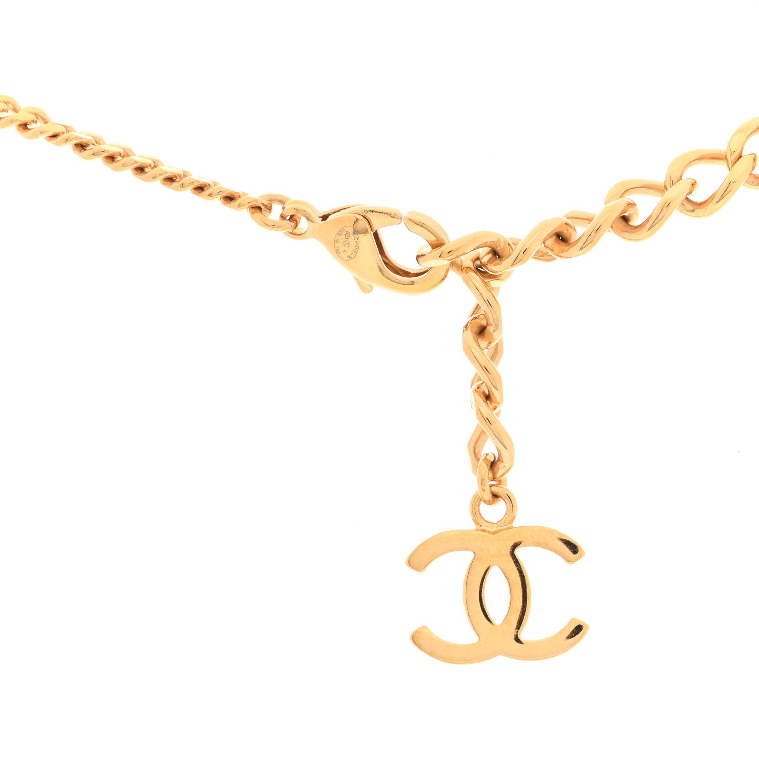Chanel Crystal CC Pearl Drop Necklace Gold 4 of 4