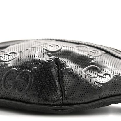 Gucci Calfskin GG Tennis Embossed Belt Bag Black 10 of 12