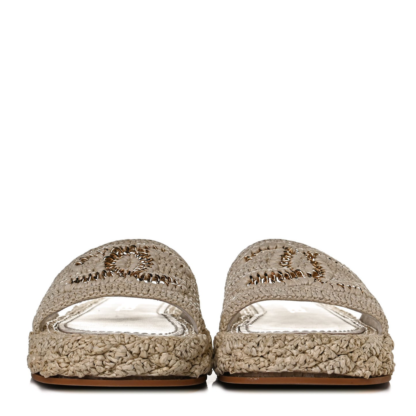 Raffia CC Espadrille Slip On Sandals 36 Beige