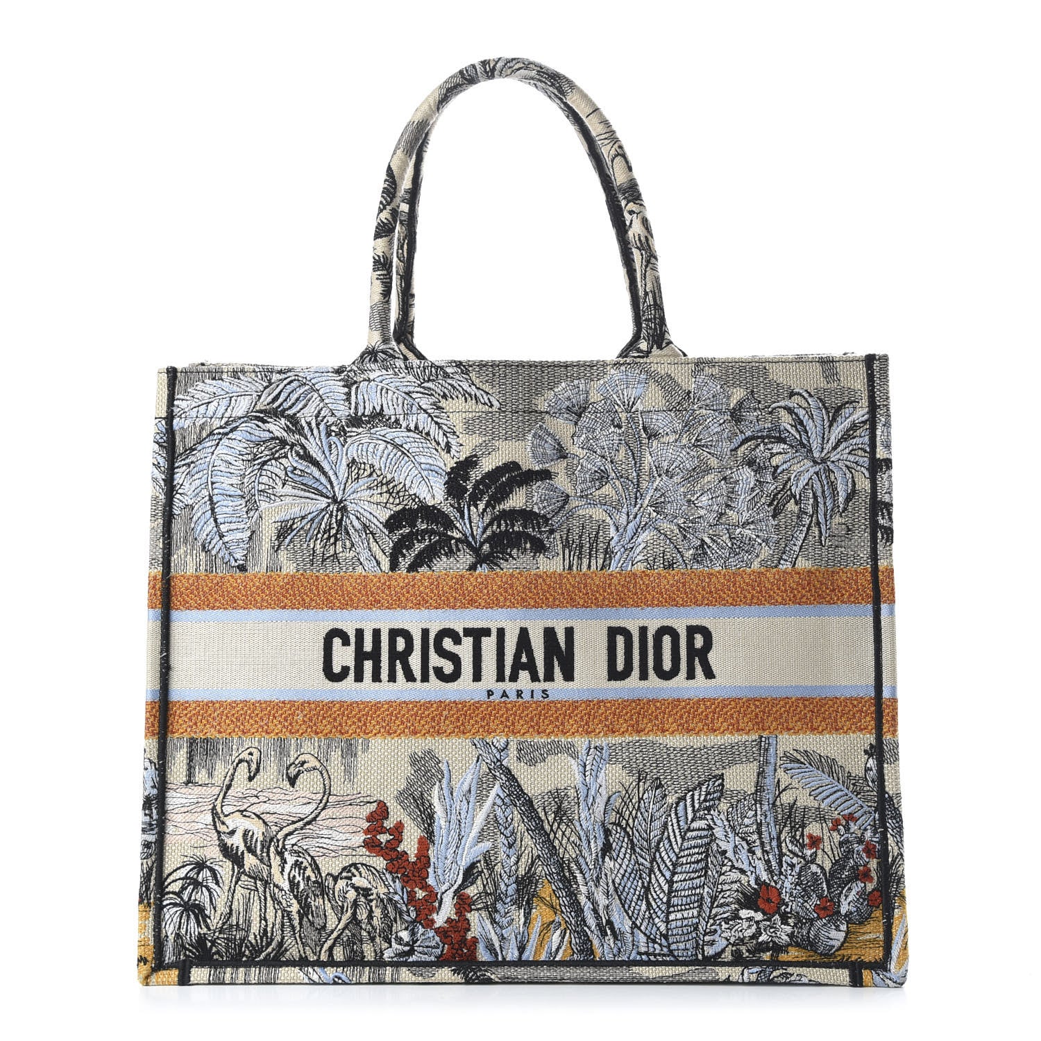 Christian Dior Canvas Embroidered Toile De Jouy Tropicalia Book Tote Denim Blue 1 of 10
