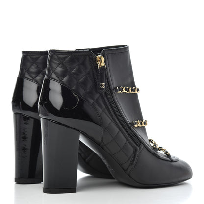 Chanel Lambskin Chain CC Short Boots 37.5 Black 4 of 13