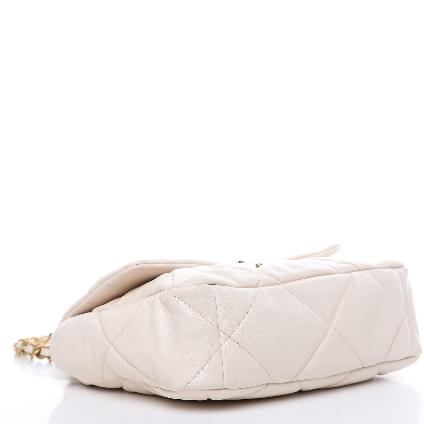 Lambskin Quilted Large 19 Flap Light Beige