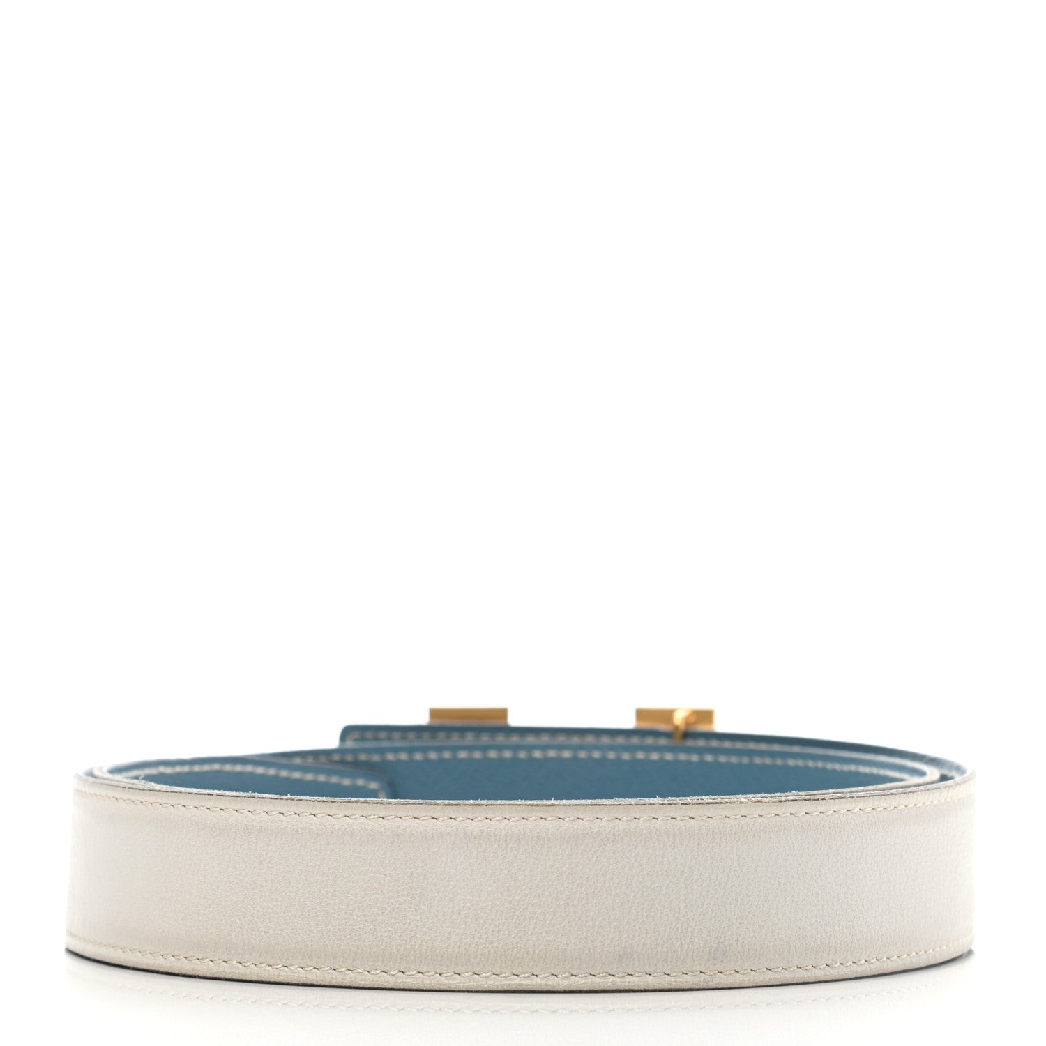 Hermes Swift Epsom Strie 32mm H Belt 85 White Blue Jean 2 of 8