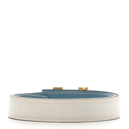 Hermes Swift Epsom Strie 32mm H Belt 85 White Blue Jean 2 of 8