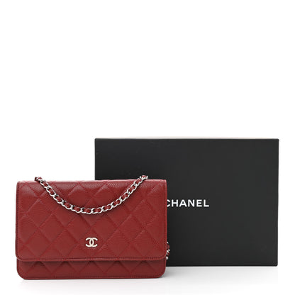 Chanel Caviar Quilted Wallet on Chain WOC Burgundy 14 of 14
