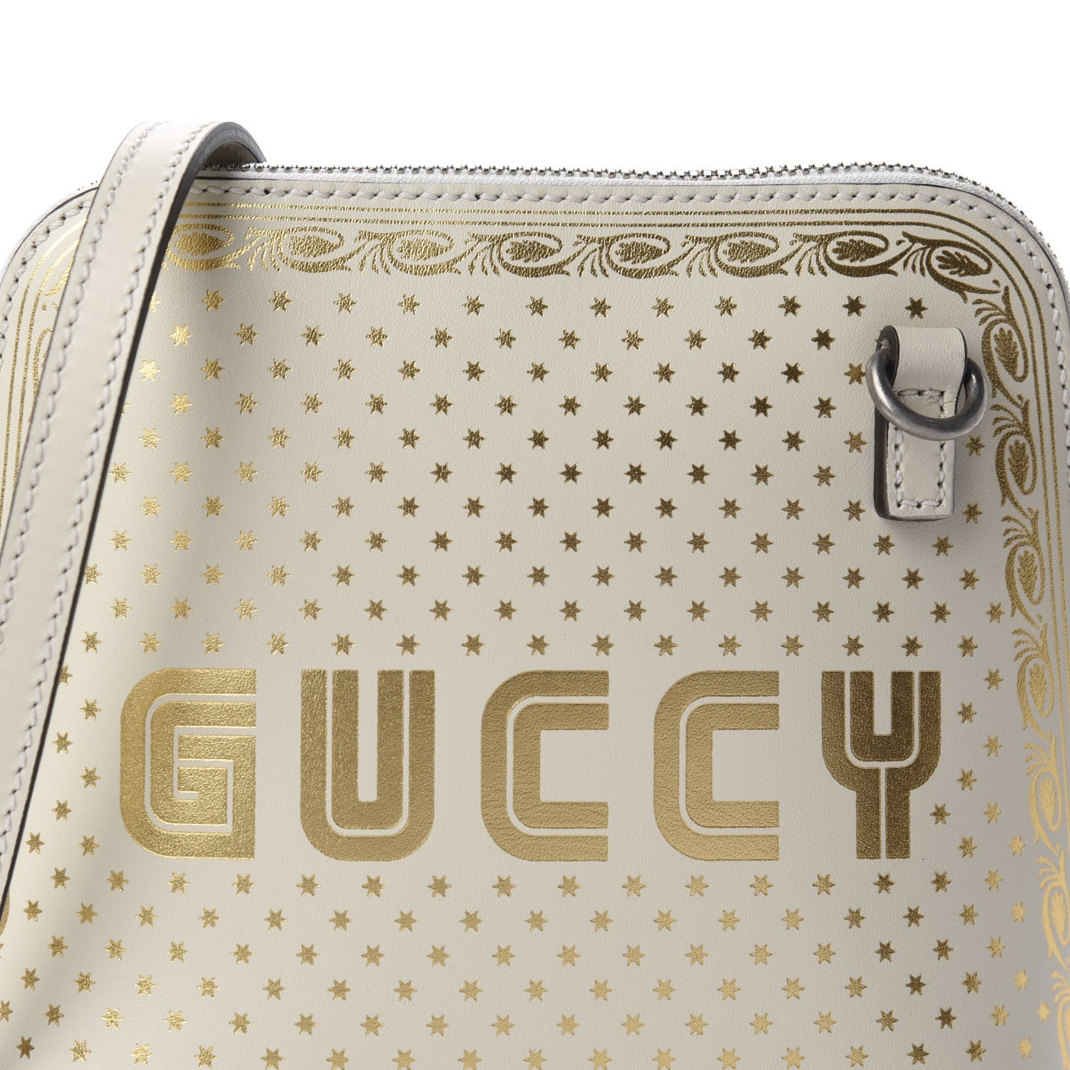 Gucci X SEGA Calfskin GUCCY Stars Mini Dome Shoulder Bag Mystic White Gold 10 of 10