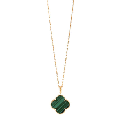 Van Cleef & Arpels 18K Yellow Gold Malachite Magic Alhambra Pendant Necklace 1 of 5