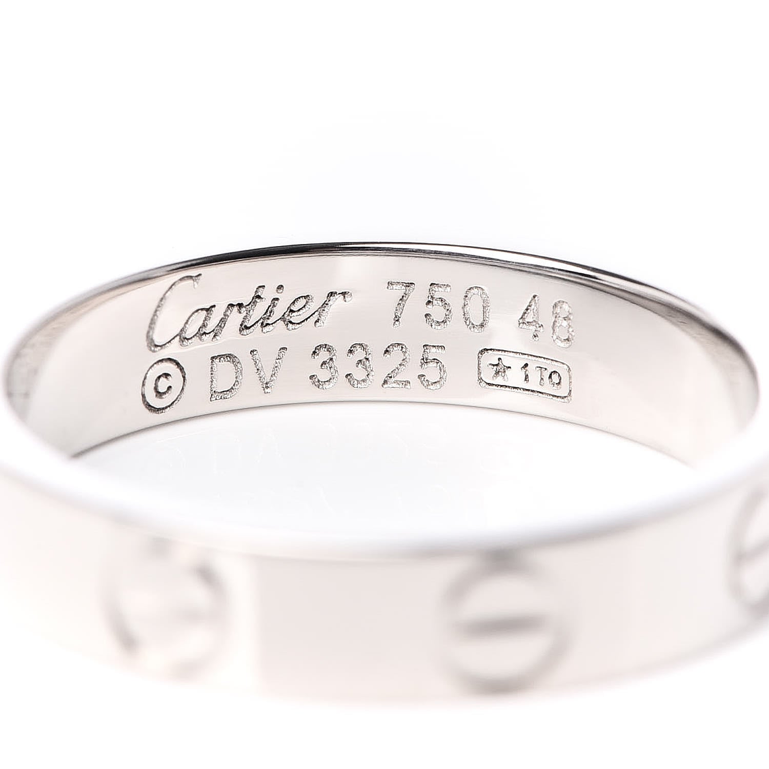 Cartier 18K White Gold 3.5mm LOVE Wedding Band Ring 48 4.5 4 of 5