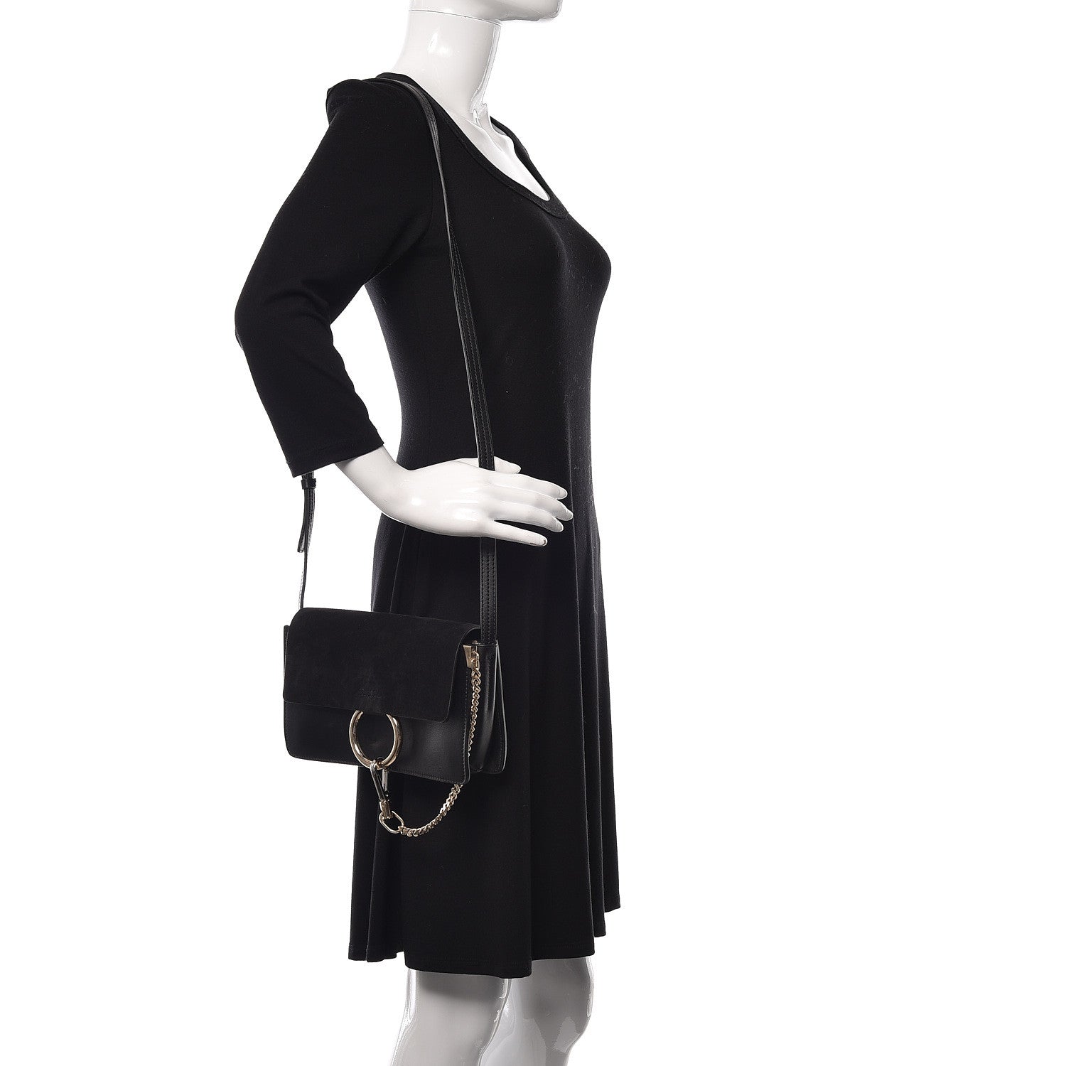 Chloe Suede Calfskin Small Faye Shoulder Bag Black 2 of 10