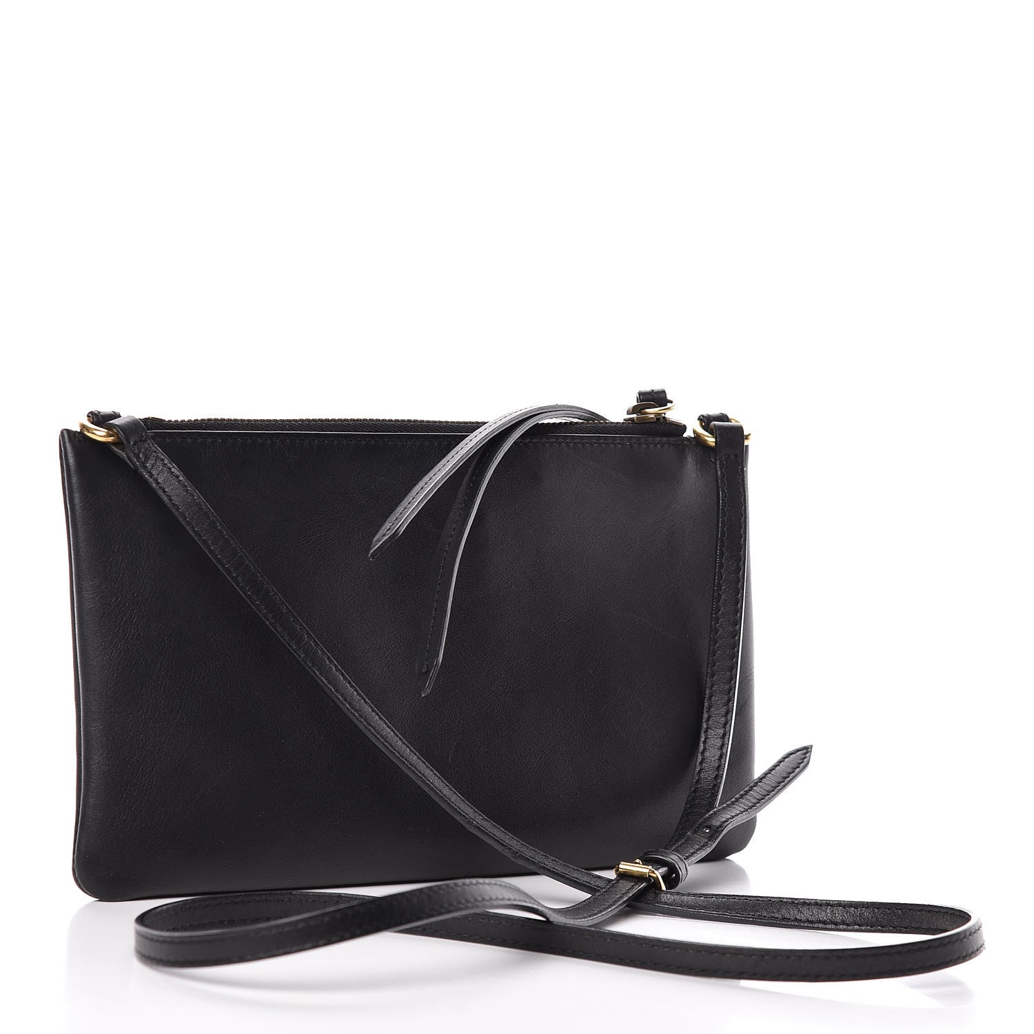 Gucci Calfskin Matelasse Small GG Marmont Double Zip Shoulder Bag Black 3 of 11