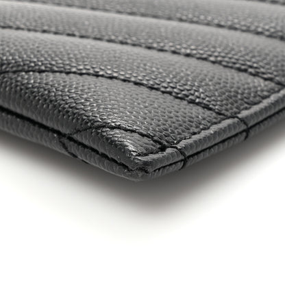 Saint Laurent Grain De Poudre Chevron Monogram Bill Pouch Black 9 of 9