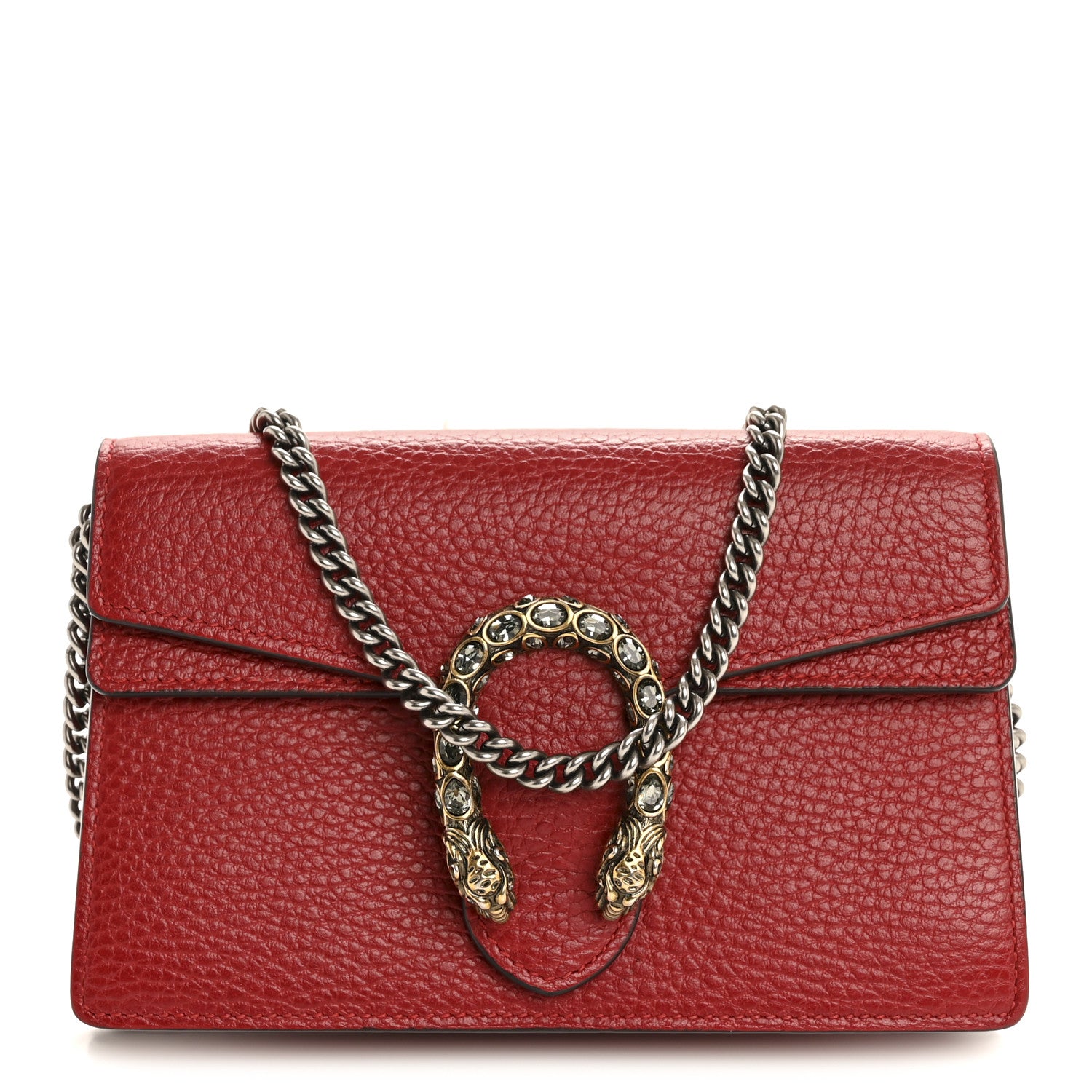 Gucci Calfskin Super Mini Dionysus Shoulder Bag Hibiscus Red