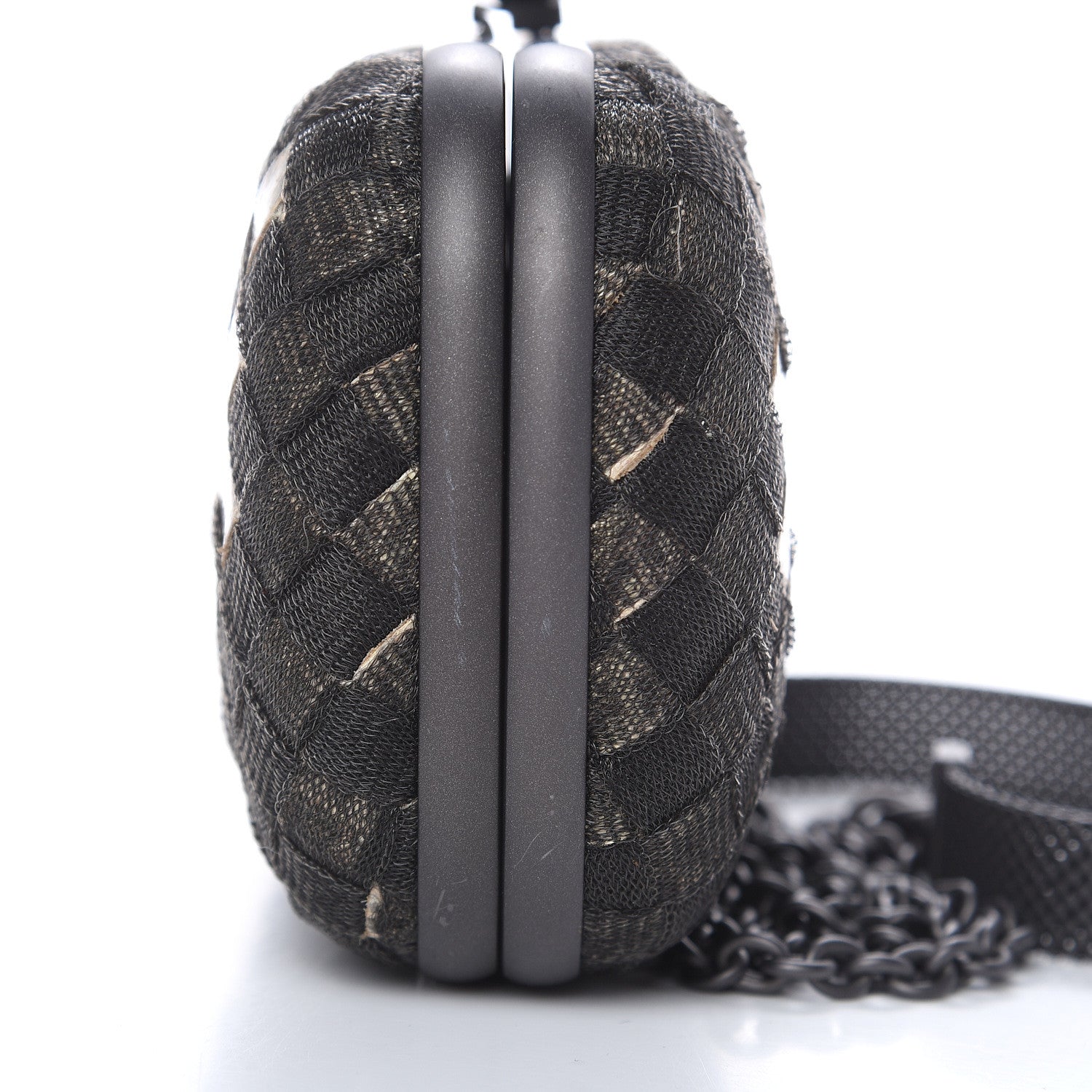 Bottega Veneta Snakeskin Mesh Intrecciato Mosaique Knot Clutch Black 8 of 11