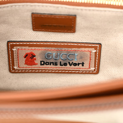 Gucci X DANS LE VERT Textured Dollar Calfskin Horsebit 1955 Shoulder Bag Dusty Azure Harness Brown Mystic White 6 of 13