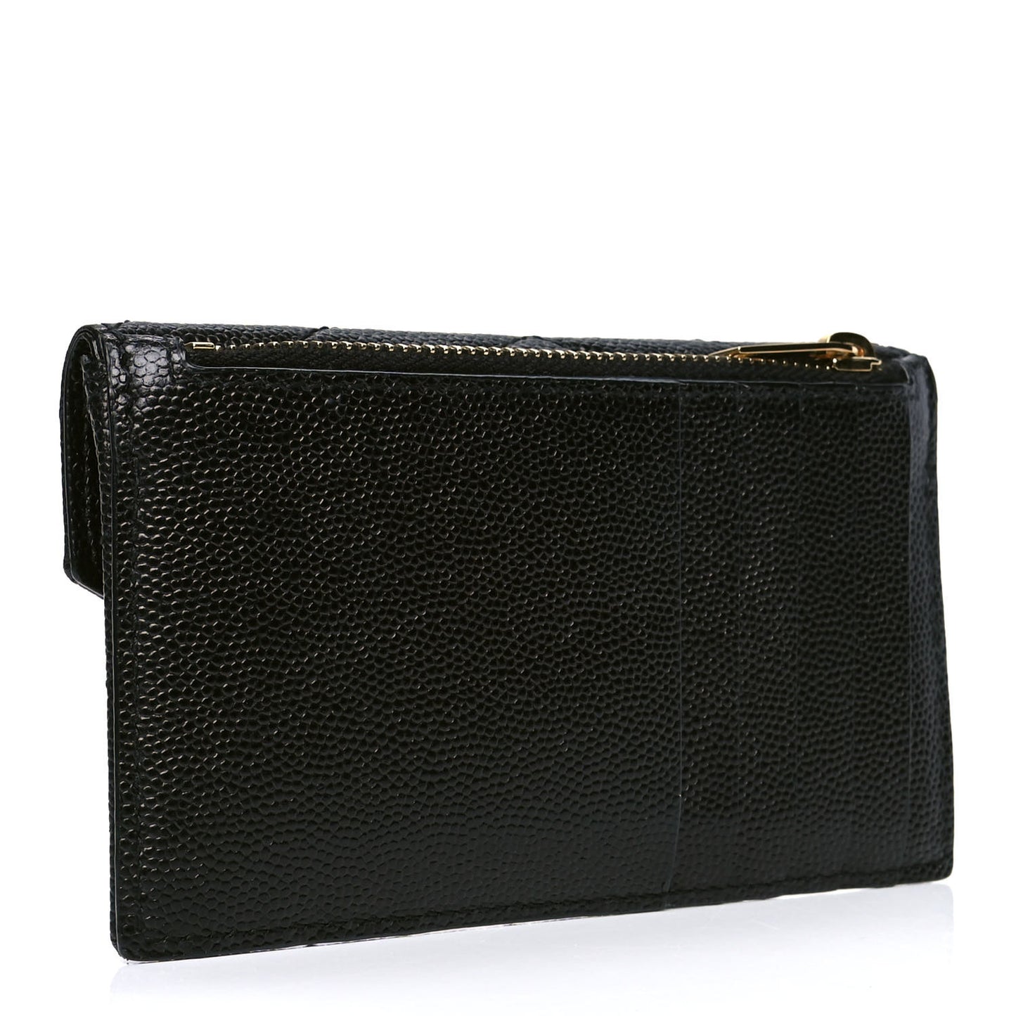 Grain De Poudre Matelasse Chevron Monogram Compact Wallet Black