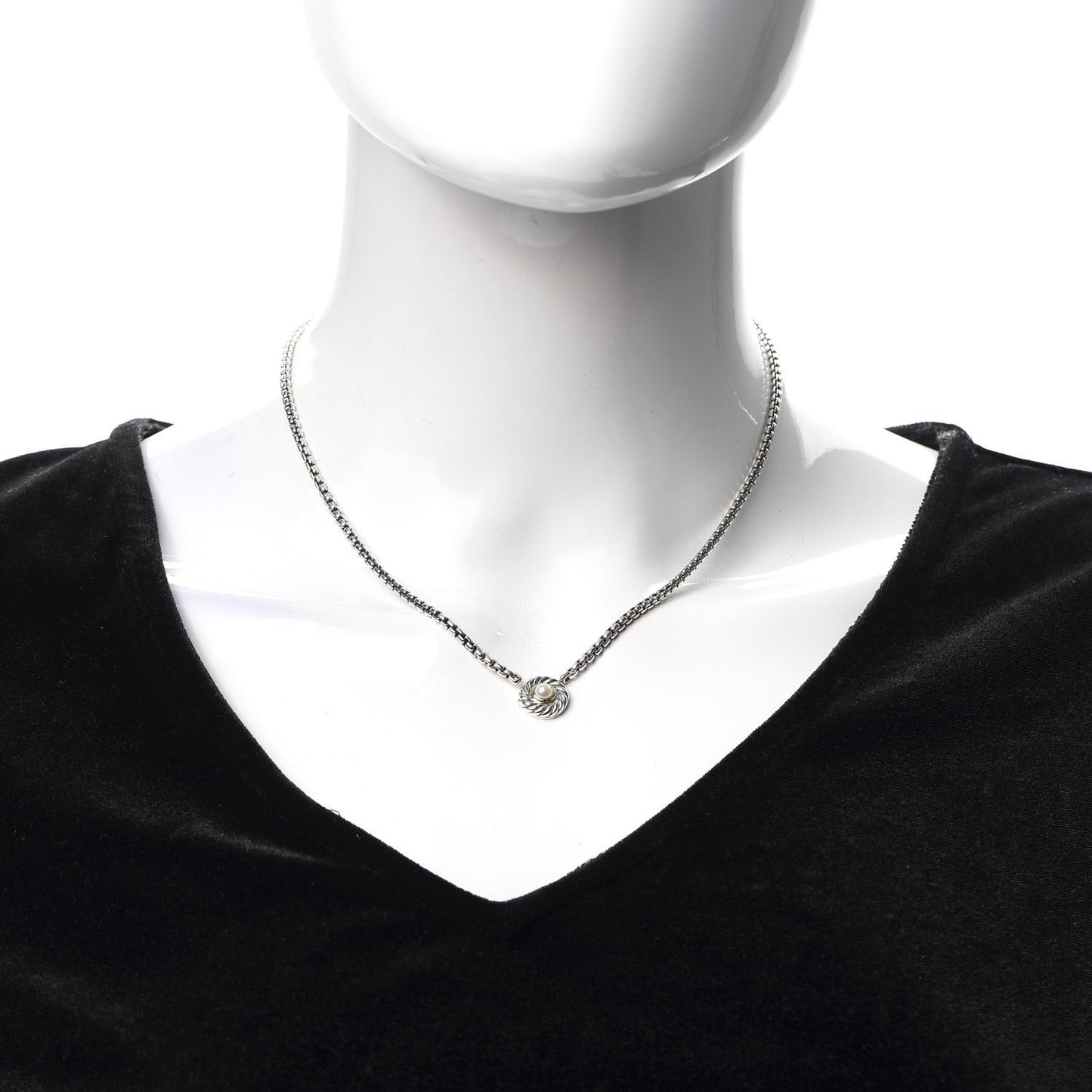 Sterling Silver 14K Yellow Gold Pearl 12mm Cookie Pendant Necklace
