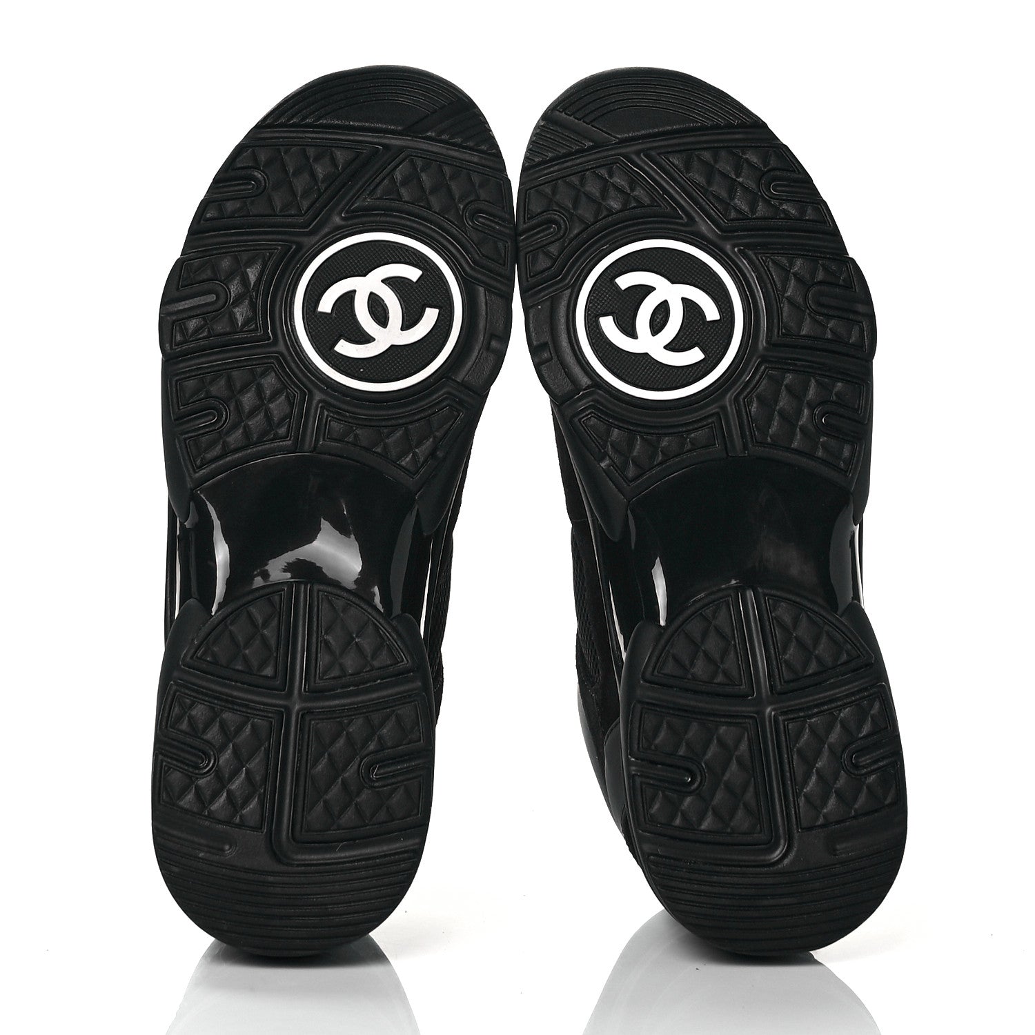 Chanel Fabric Calfskin Suede CC Sneakers 37.5 Black 7 of 8
