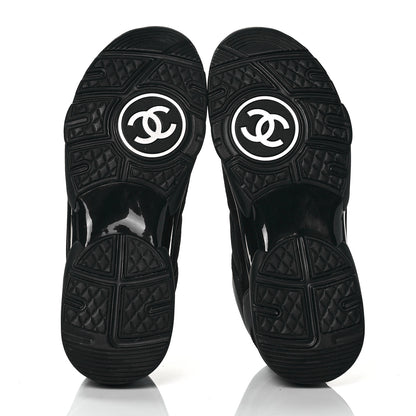 Chanel Fabric Calfskin Suede CC Sneakers 37.5 Black 7 of 8