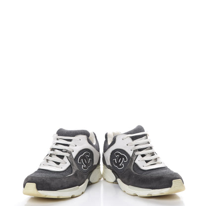 Chanel Denim Suede Calfskin CC Sneakers 40.5 Grey 6 of 15