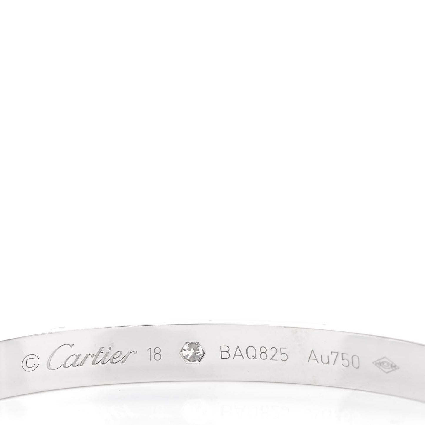 18K White Gold 1 Diamond LOVE Cuff Bracelet 18