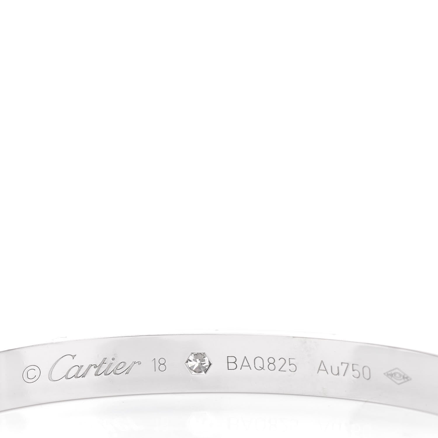 Cartier 18K White Gold 1 Diamond LOVE Cuff Bracelet 18 3 of 3