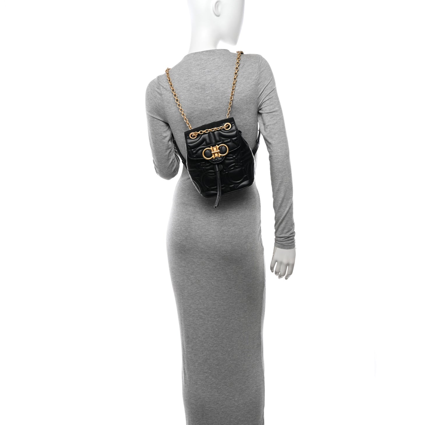 Calfskin Quilted Gancini Backpack Black