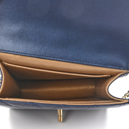 Chanel Iridescent Lambskin Quilted Chic Pearls Flap Navy Blue 5 of 9