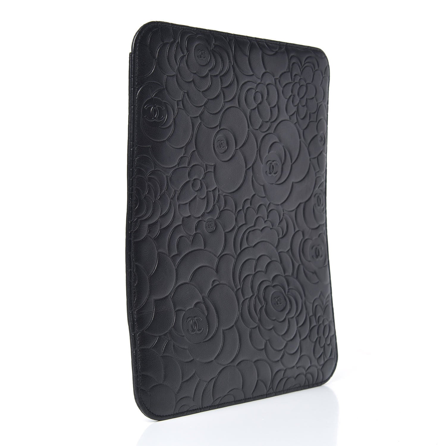 Chanel Lambskin Camellia Embossed iPad Case Black 3 of 7