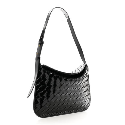 Bottega Veneta Patent Intrecciato Shoulder Bag Black 3 of 9