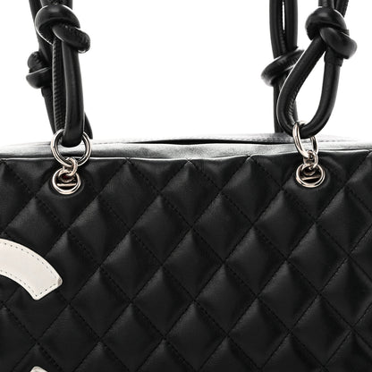 Chanel Calfskin Quilted Large Cambon Bowler Black White 8 of 13
