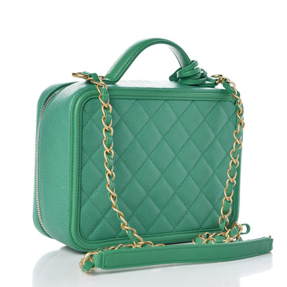 Chanel Caviar Quilted Medium CC Filigree Vanity Case Green 4 of 13
