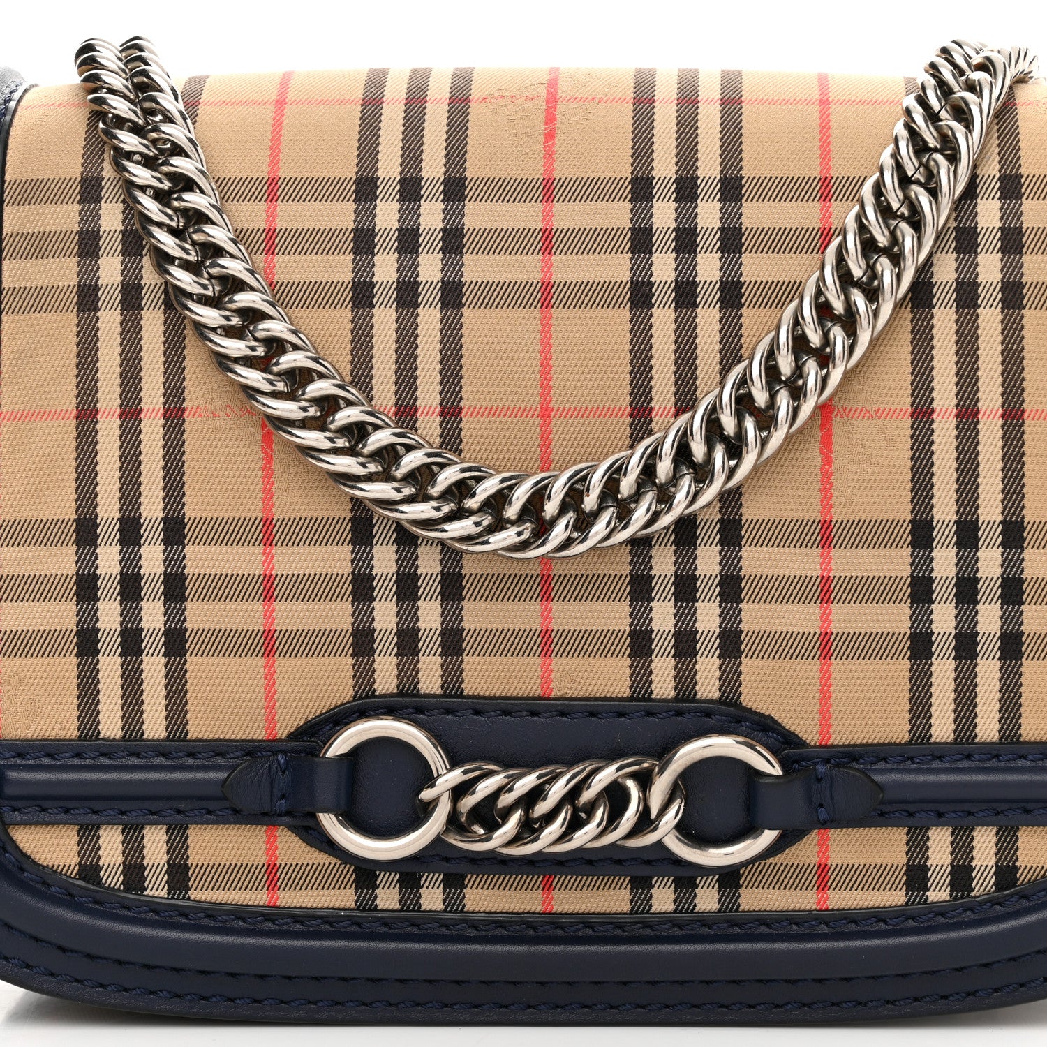 Burberry Smooth Calfskin 1983 Knight Check Link Shoulder Bag Ink Blue 8 of 10