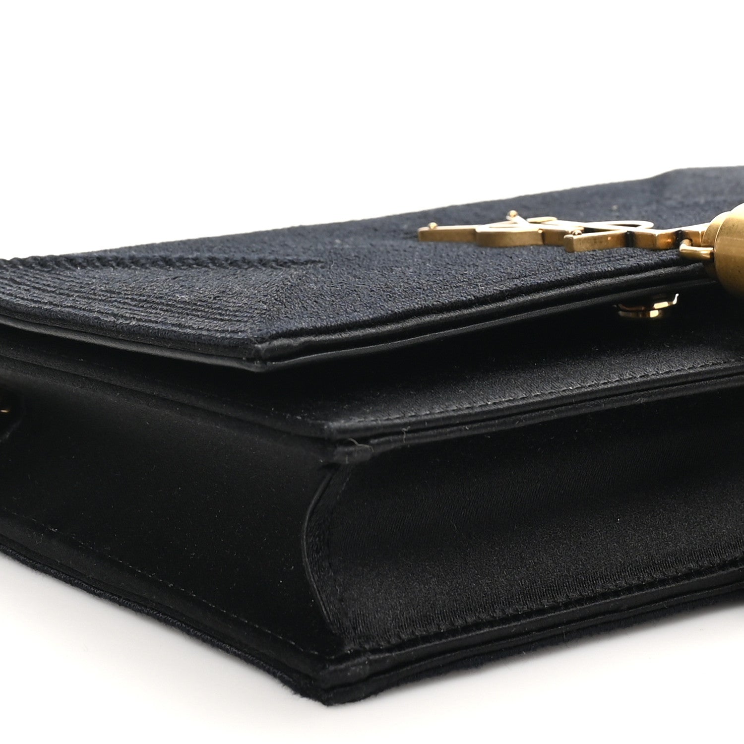 Saint Laurent Satin Woven Monogram Kate Tassel Chain Wallet Black 8 of 9