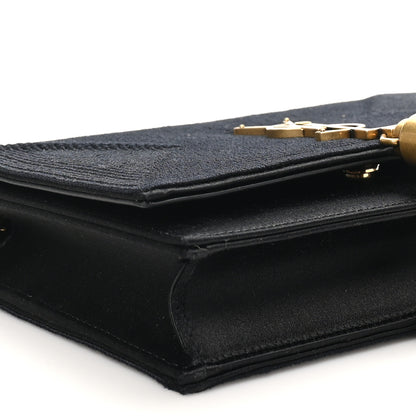 Saint Laurent Satin Woven Monogram Kate Tassel Chain Wallet Black 8 of 9