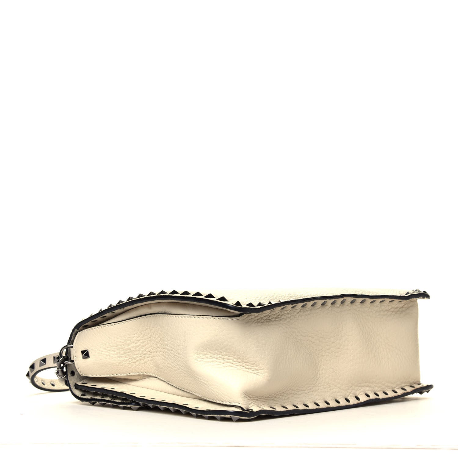 Valentino Garavani Grained Calfskin Rockstud Top Handle Flap Shoulder Bag Light Ivory 3 of 6