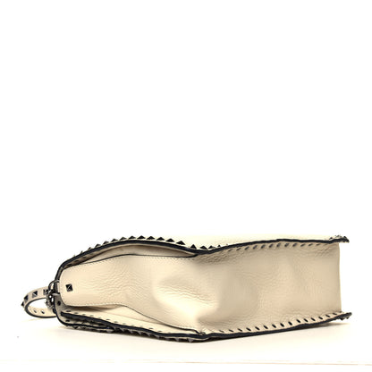 Valentino Garavani Grained Calfskin Rockstud Top Handle Flap Shoulder Bag Light Ivory 3 of 6
